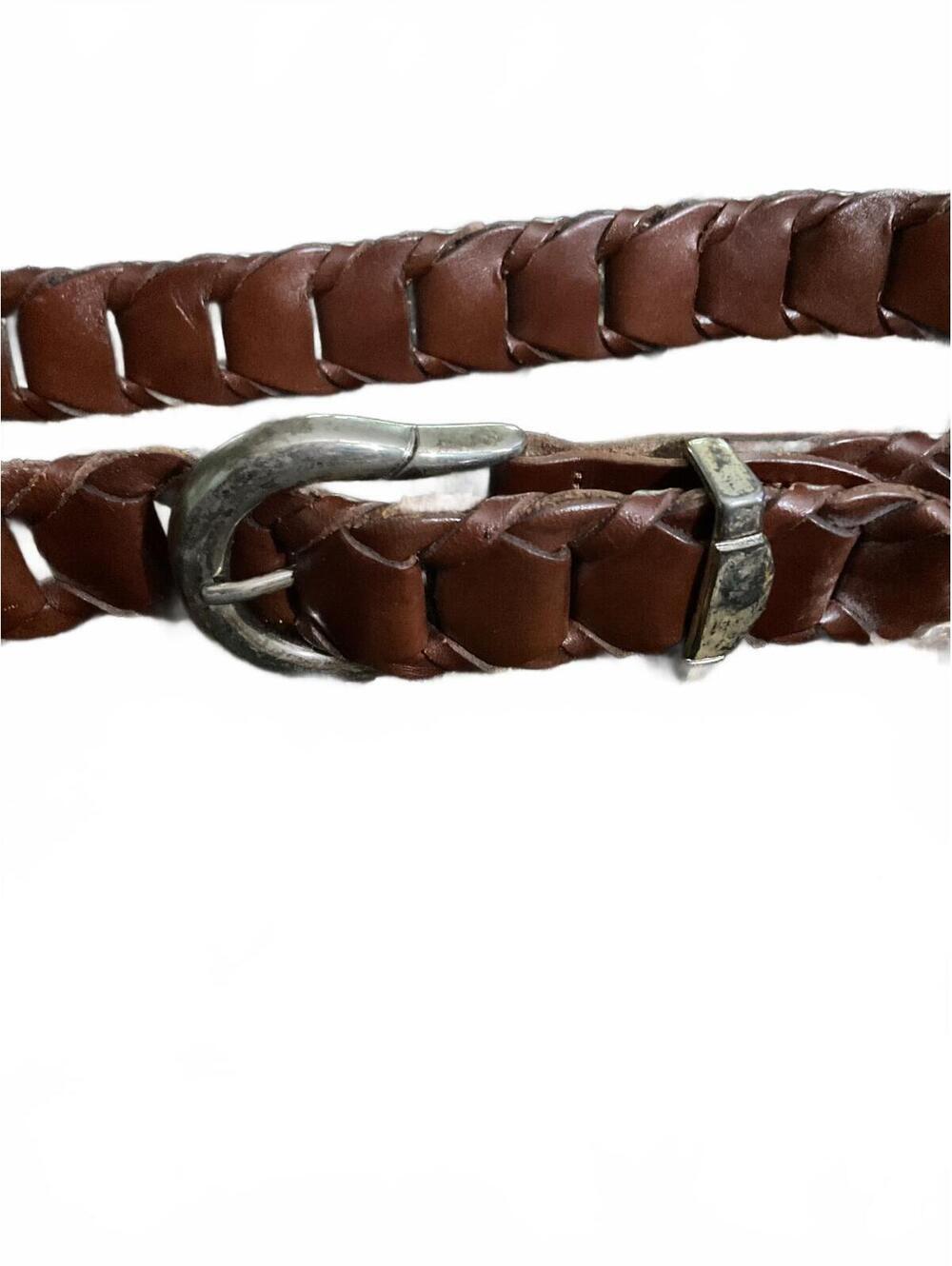 Argentina Full Grade Cowhide Brown Braided Leather Belt /Silver Buckle Sz. 34